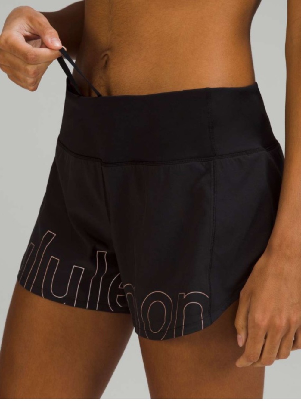 Lululemon Speed Up Graphic Mid-Rise Lined 4" Black Shorts Lightweight 12 - Picture 2 of 8